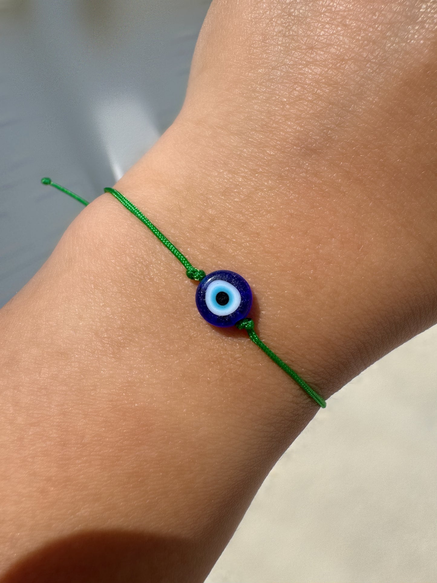 Green String Evil Eye Bracelet