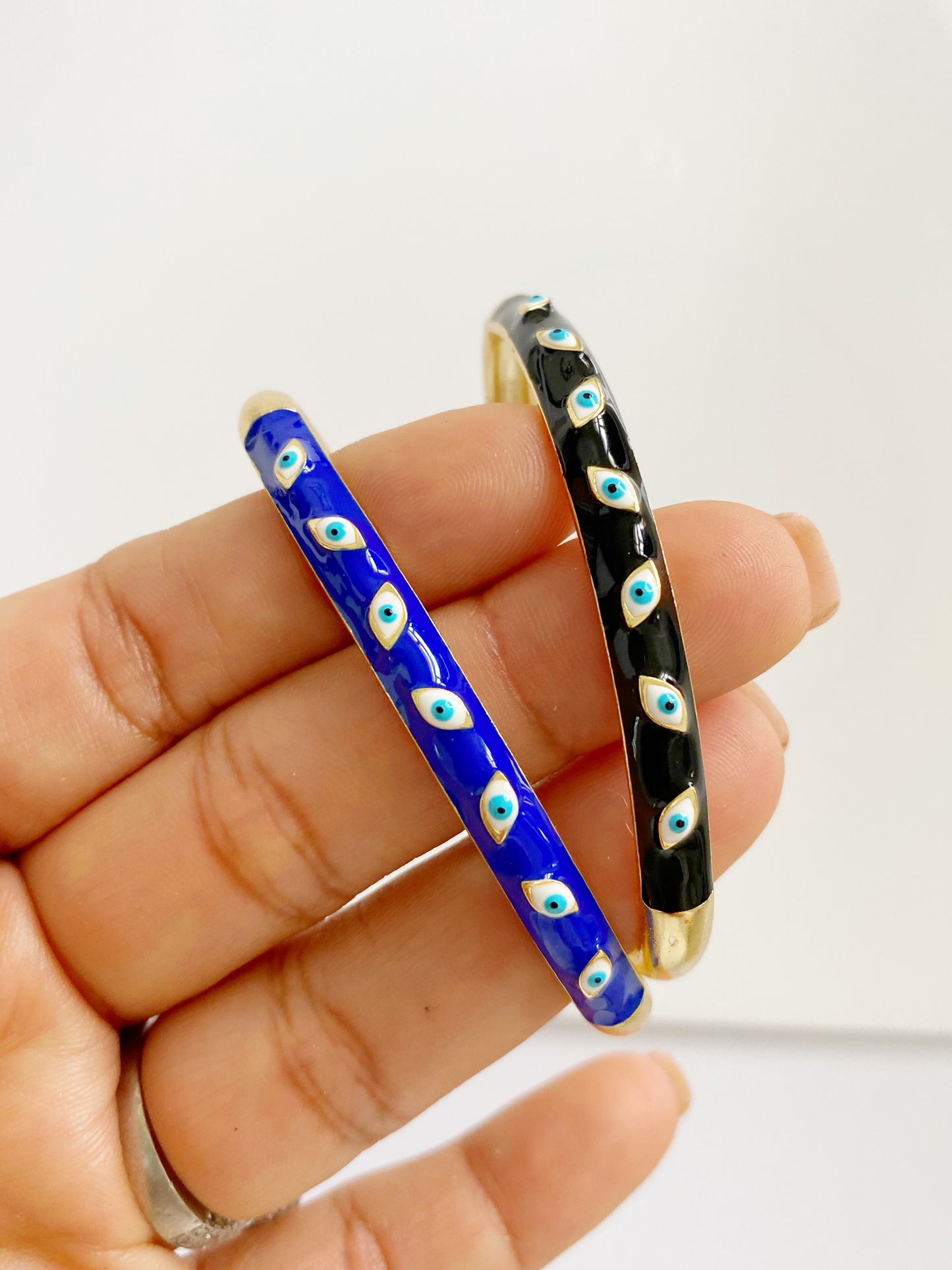 Evil Eye Enamel Bangle Cuffs