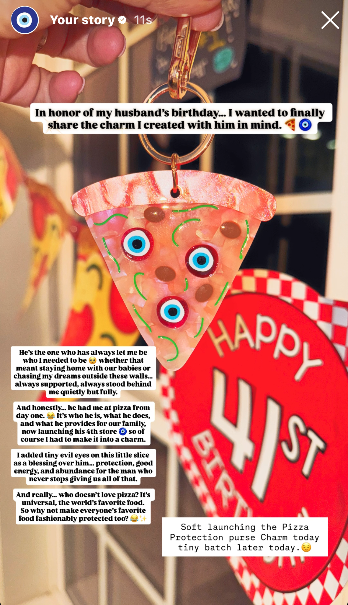 Pizza Protection Purse Charm 🍕🧿 — Limited Edition