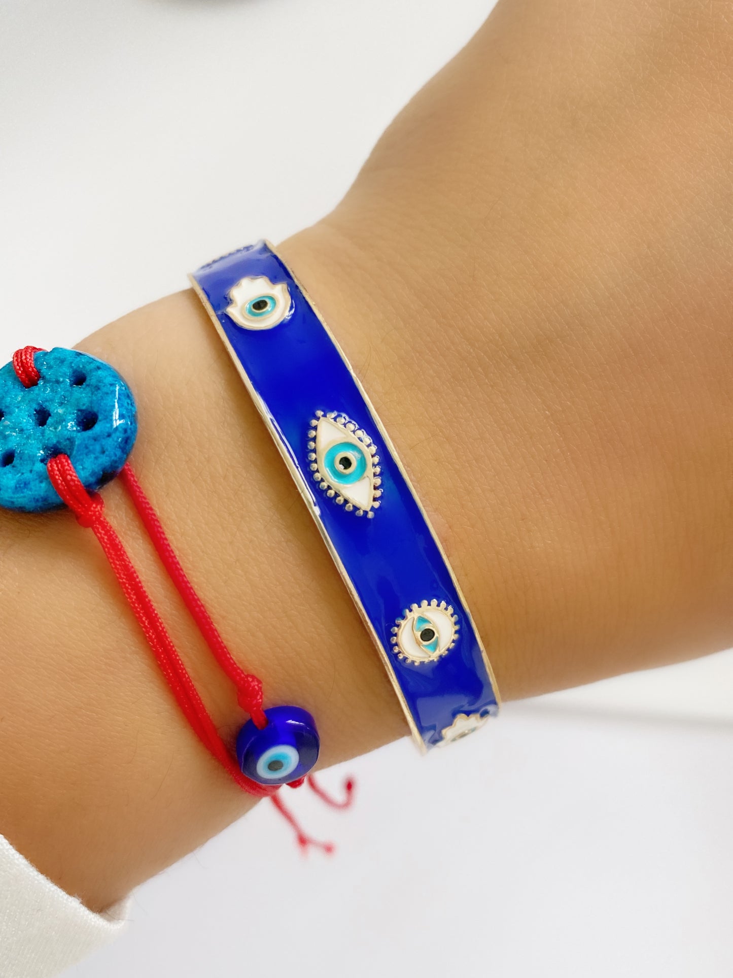 Evil Eye Enamel Bangle Cuffs