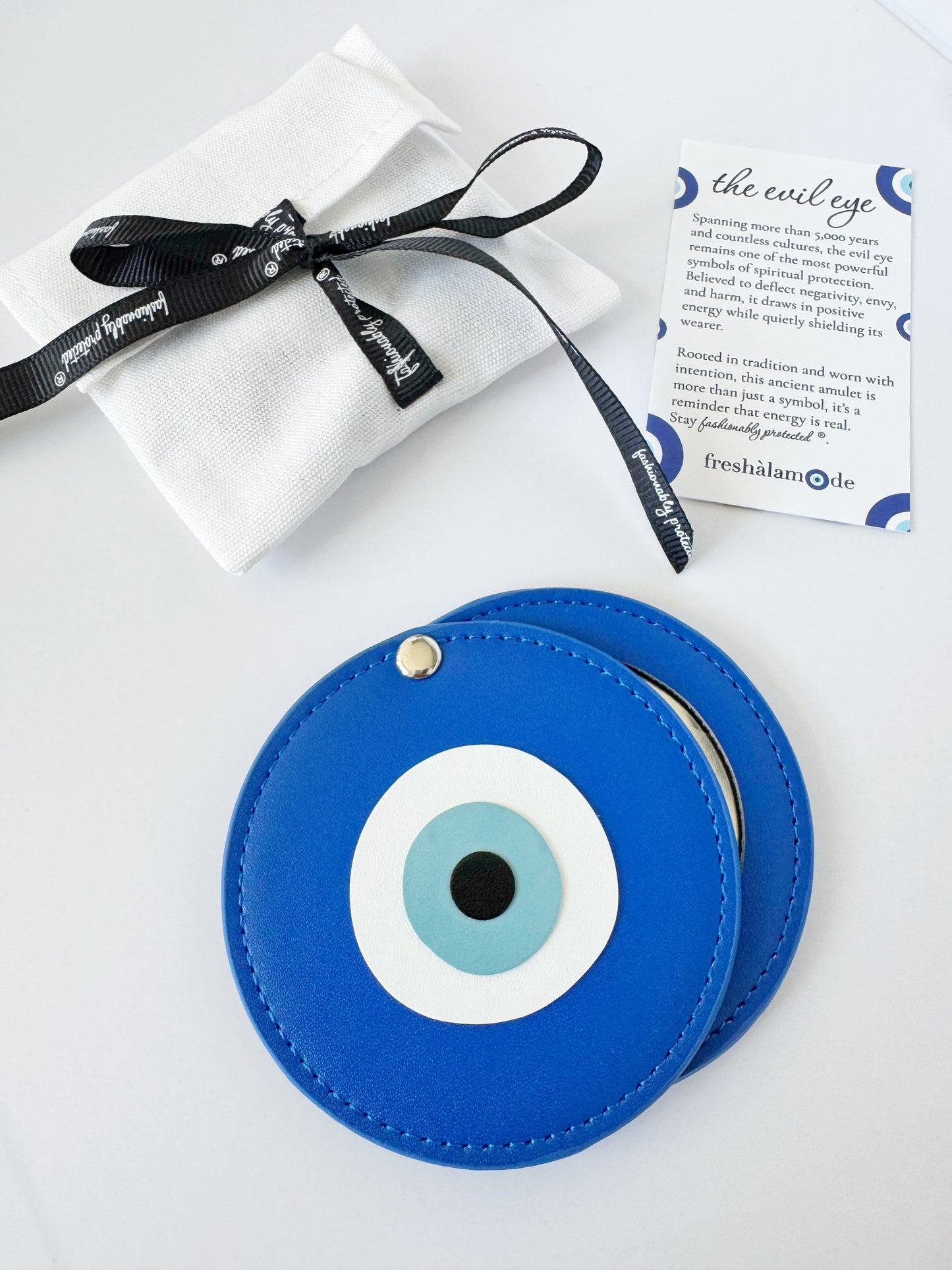 Fashionably Protected® Leather Evil Eye Mirror
