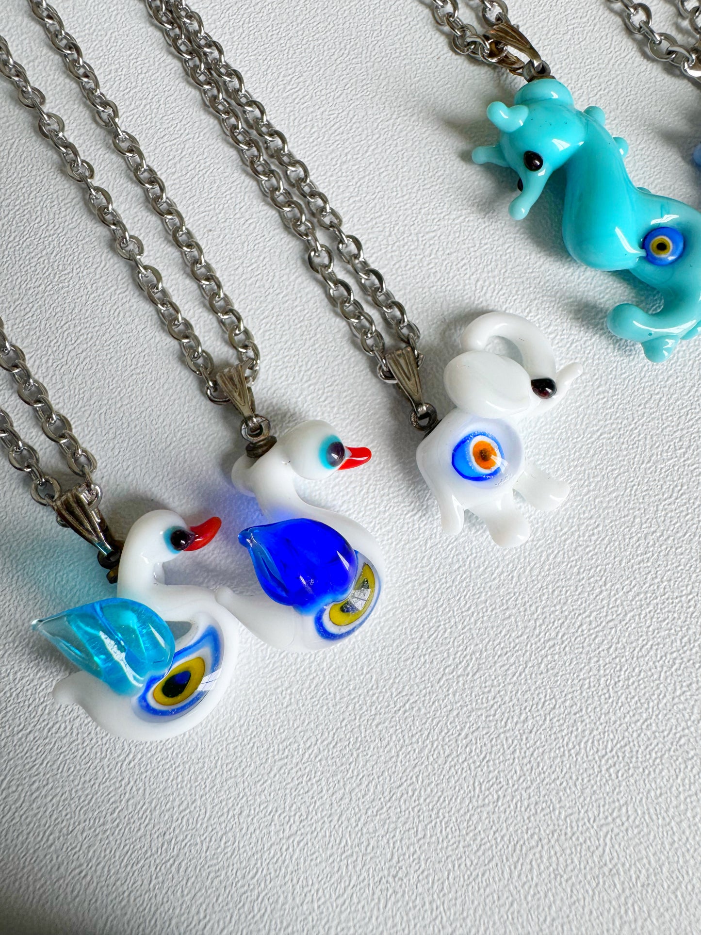Melted Magic: One-of-a-Kind Evil Eye Glass Charm Necklace