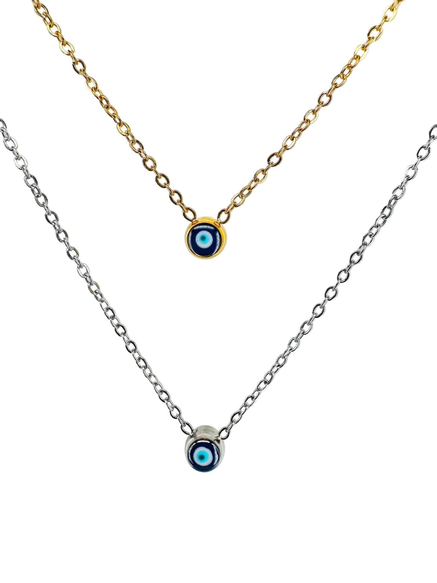 Dainty Evil Eye Necklace — Gold or Silver Stainless Steel