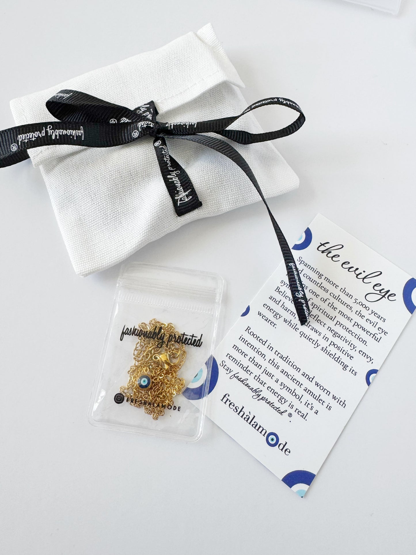 Dainty Evil Eye Necklace — Gold or Silver Stainless Steel