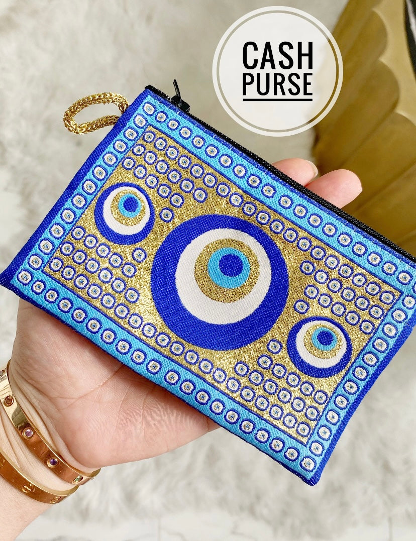 Metallic Evil Eye Coin Cash Purse