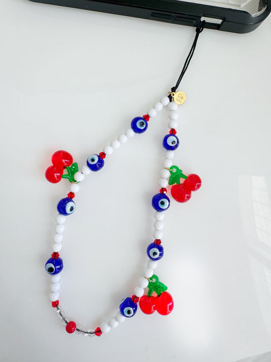 Limited Edition Cherry Drop Evil Eye Phone Strap