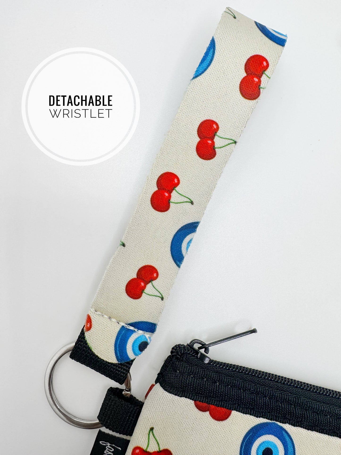 Cherry Evil Eye Neoprene Cash & Coin Wristlet -Exclusive Print