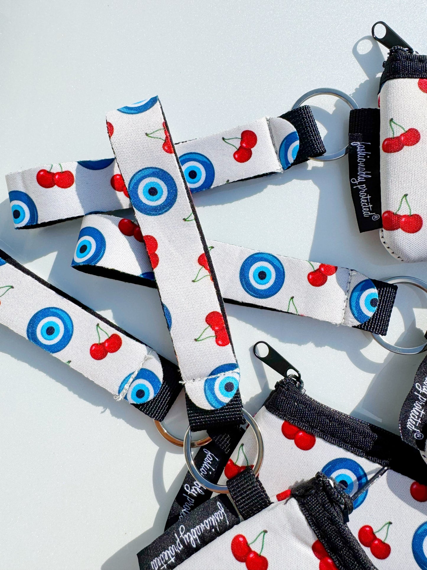 Cherry Evil Eye Neoprene Cash & Coin Wristlet -Exclusive Print