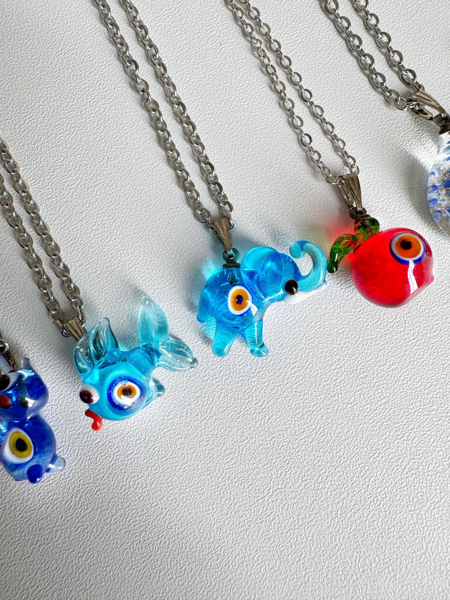 Melted Magic: One-of-a-Kind Evil Eye Glass Charm Necklace