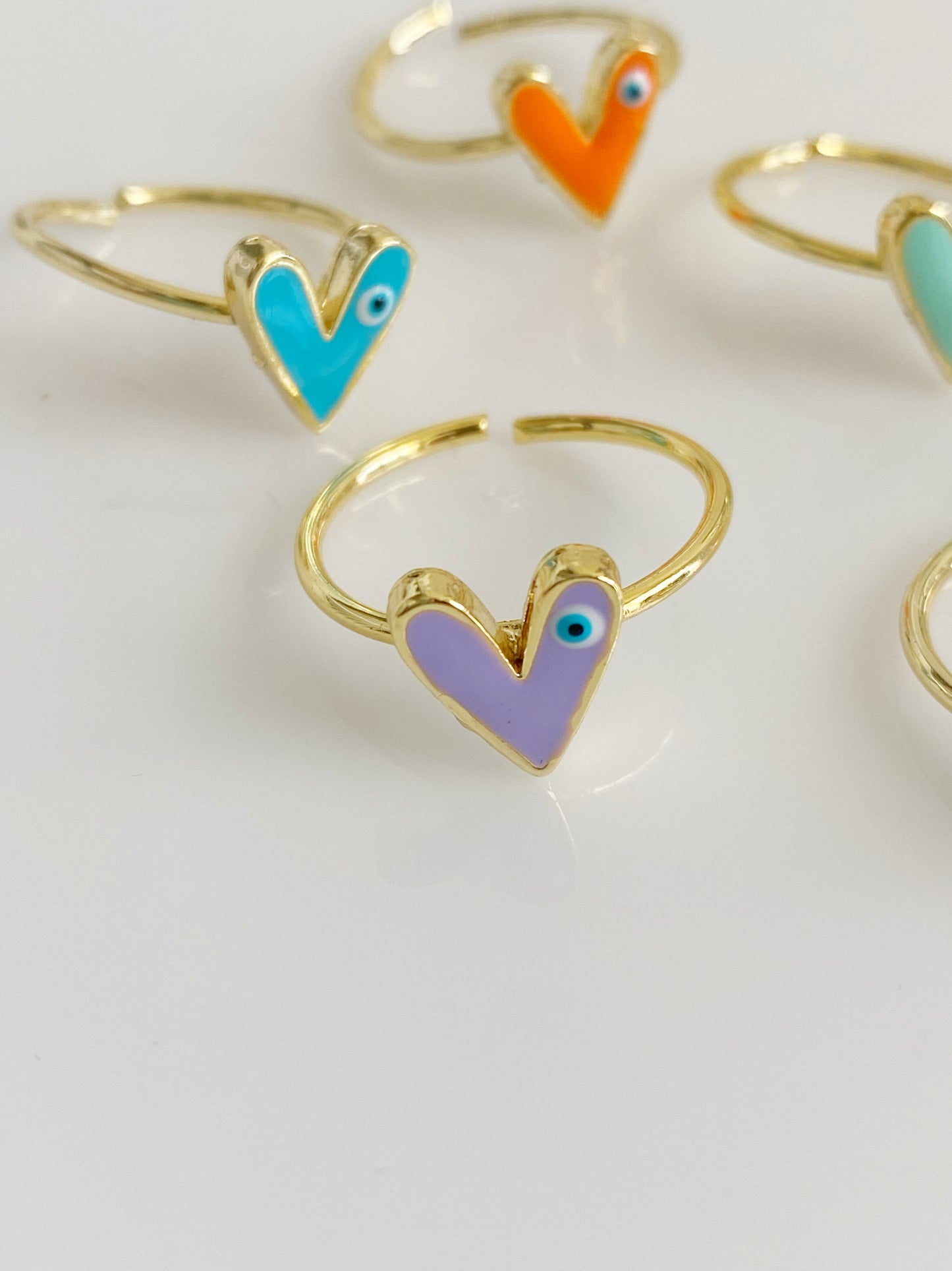 Evil Eye Dainty Heart Ring