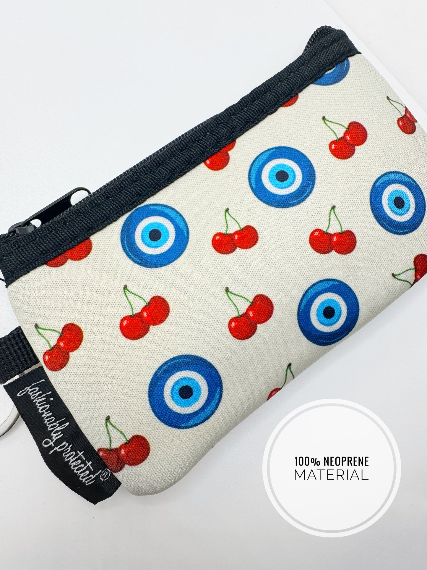 Cherry Evil Eye Neoprene Cash & Coin Wristlet -Exclusive Print