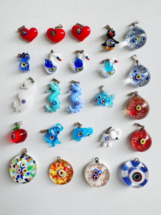Melted Magic: One-of-a-Kind Evil Eye Glass Charm Necklace