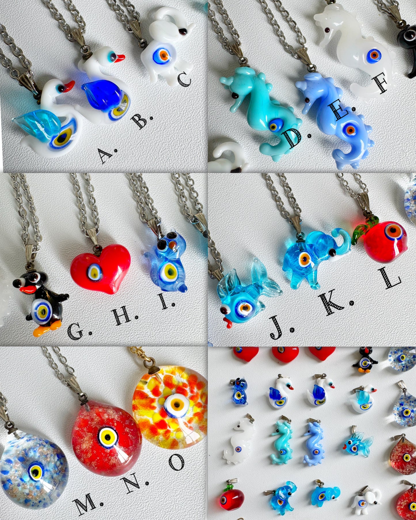 Melted Magic: One-of-a-Kind Evil Eye Glass Charm Necklace
