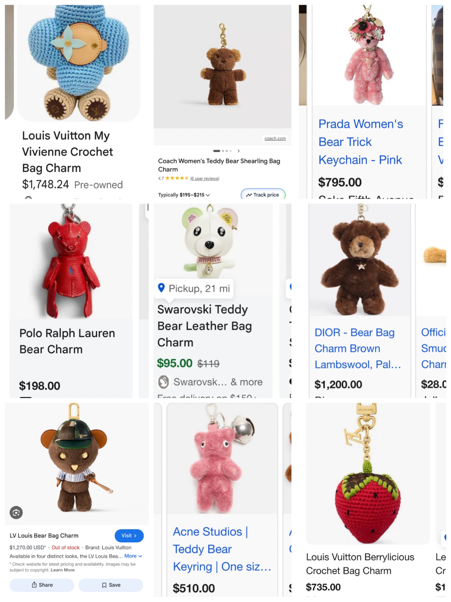 Evil Eye Crochet Bear Bag Charm Clip & Giftbag