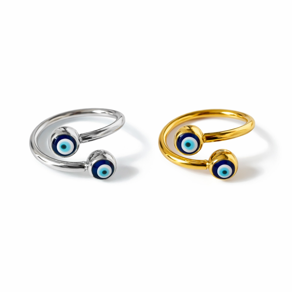 Evil Eye Wrapped Ring Adjustable