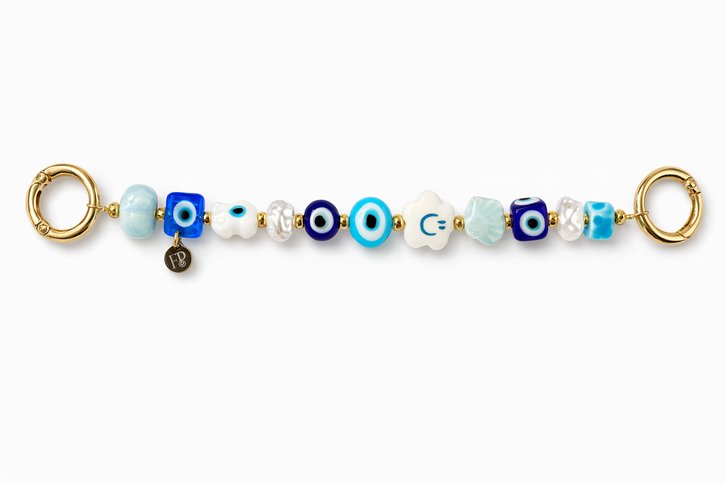 Evil Eye Happy Blue Beaded Purse Bag Charm