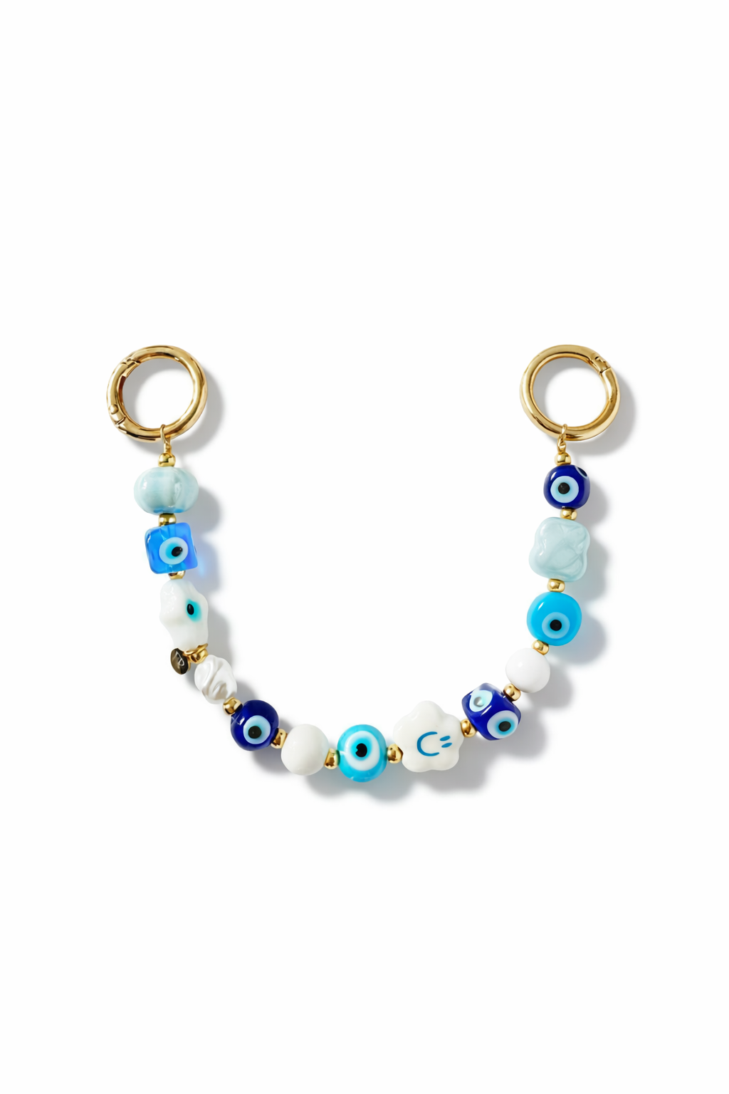 Evil Eye Happy Blue Beaded Purse Bag Charm