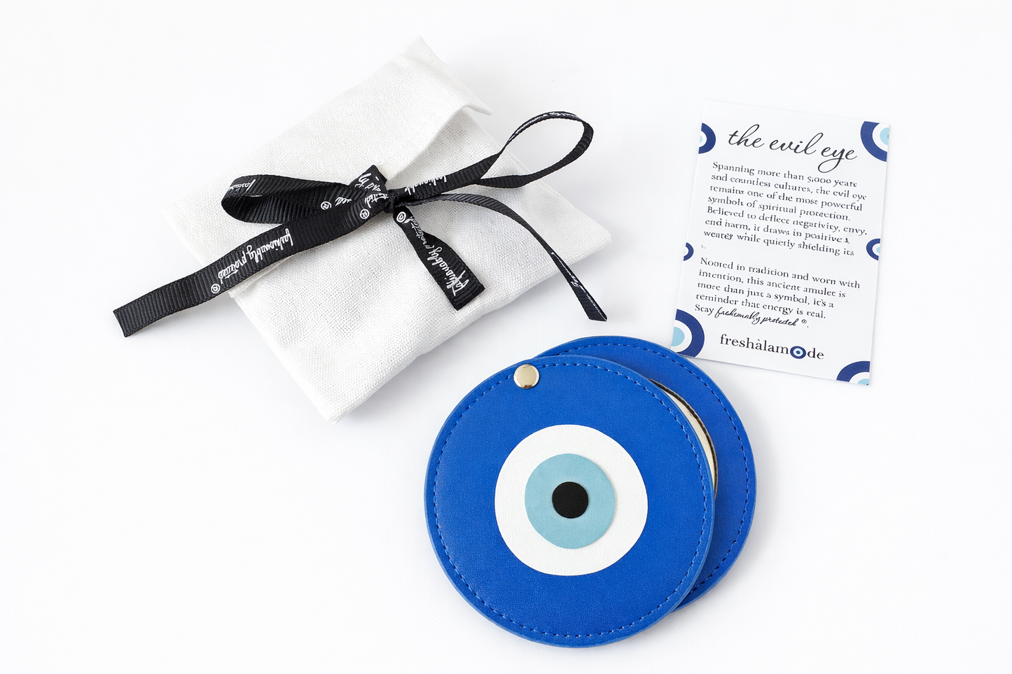 Fashionably Protected® Leather Evil Eye Mirror
