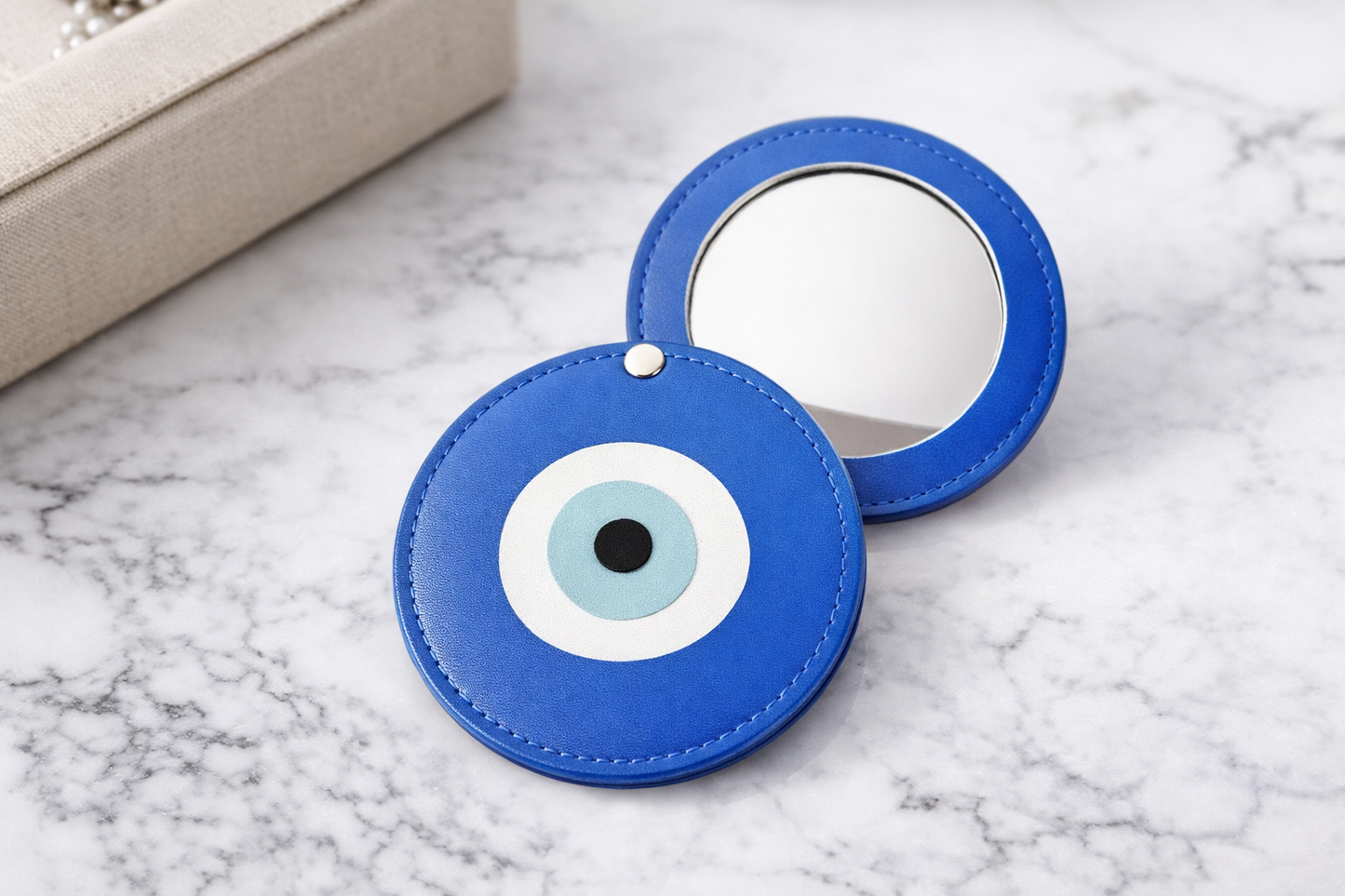 Fashionably Protected® Leather Evil Eye Mirror