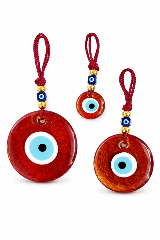 Ruby Golden Glass Evil Eye Amulet