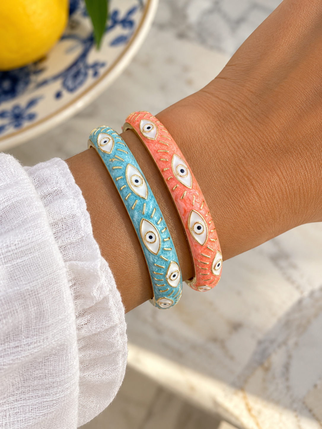 French Riviera Evil Eye Enamel Bangle 🇫🇷🧿