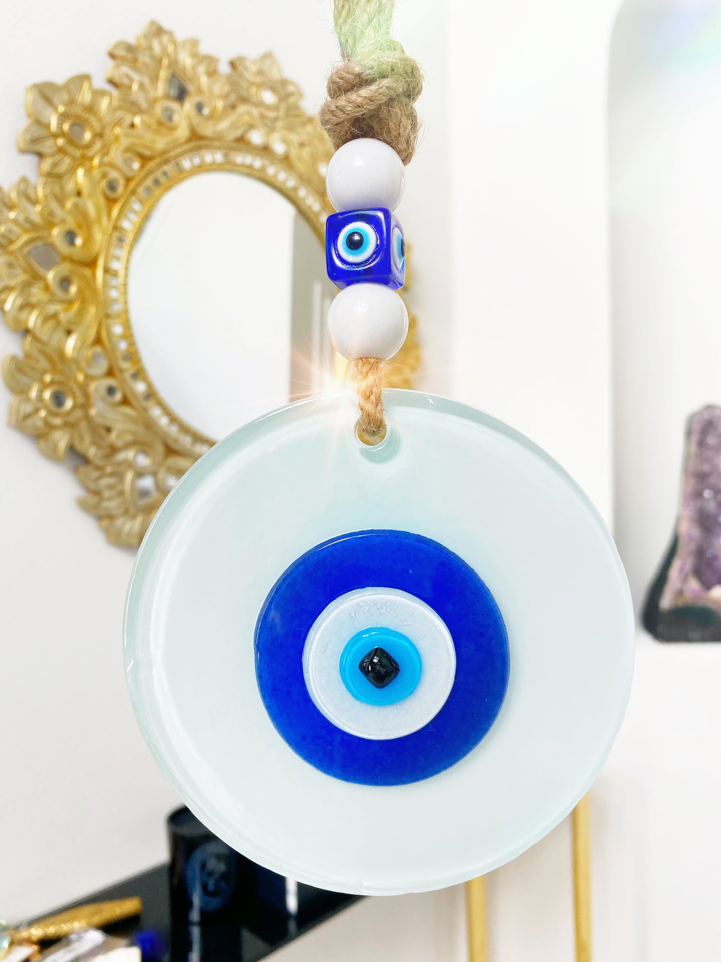 RARE XL Classic Evil Eye Glass Amulet Wall Decor SHIPS FREE