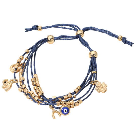 Lucky Evil Eye Protection Charm Bracelet Cobalt