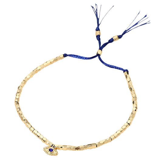 Mini Evil Eye Charm Bracelet Gold