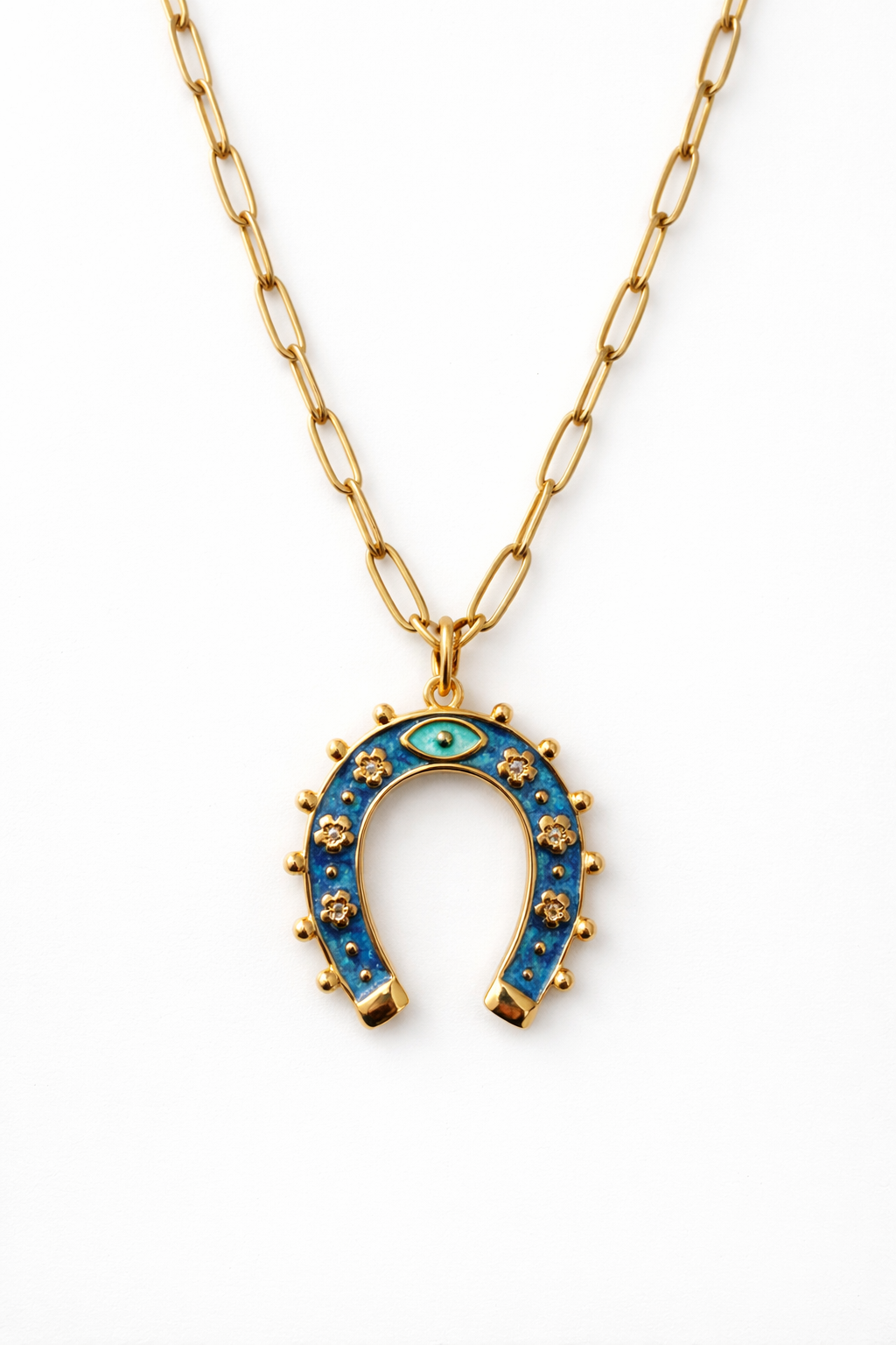 Lucky Evil Eye Horseshoe Necklace