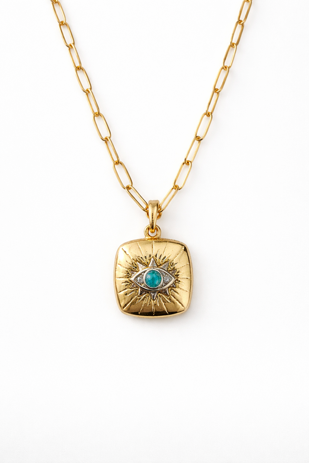 Turquoise Evil Eye Locket and Chain