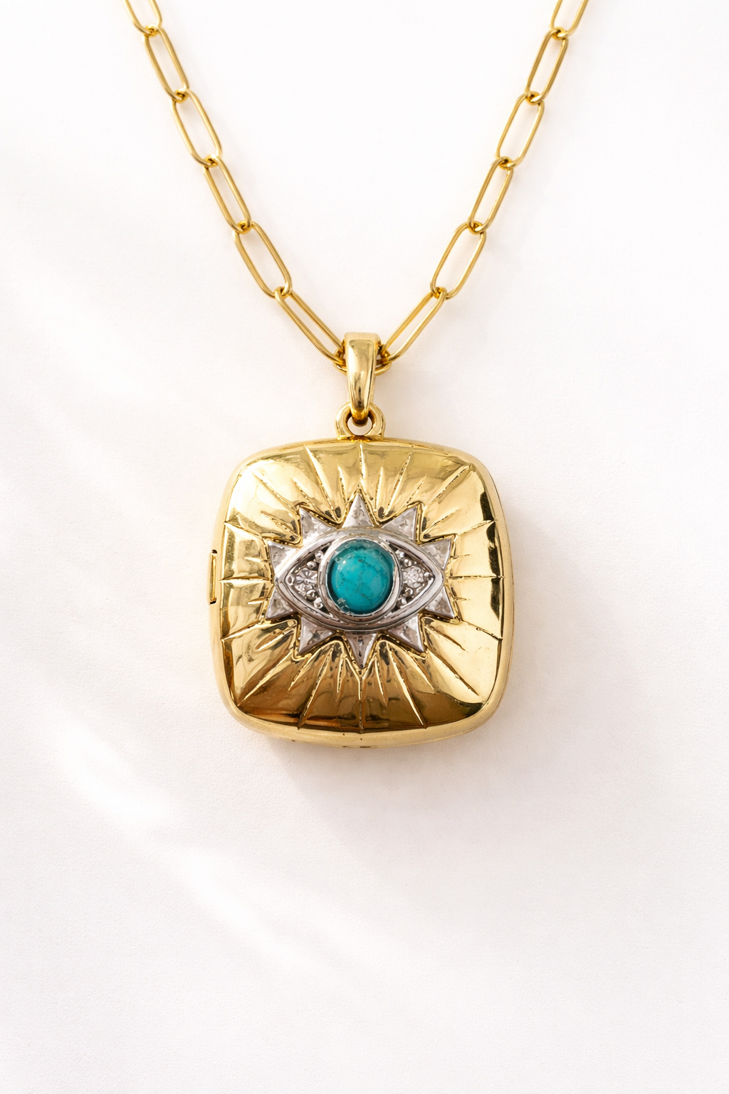 Turquoise Evil Eye Locket and Chain