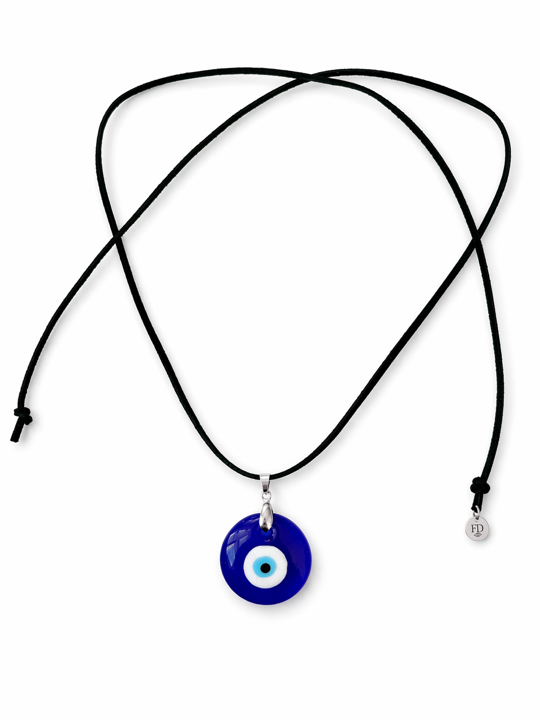 Evil Eye Glass Suede Wrap Necklace