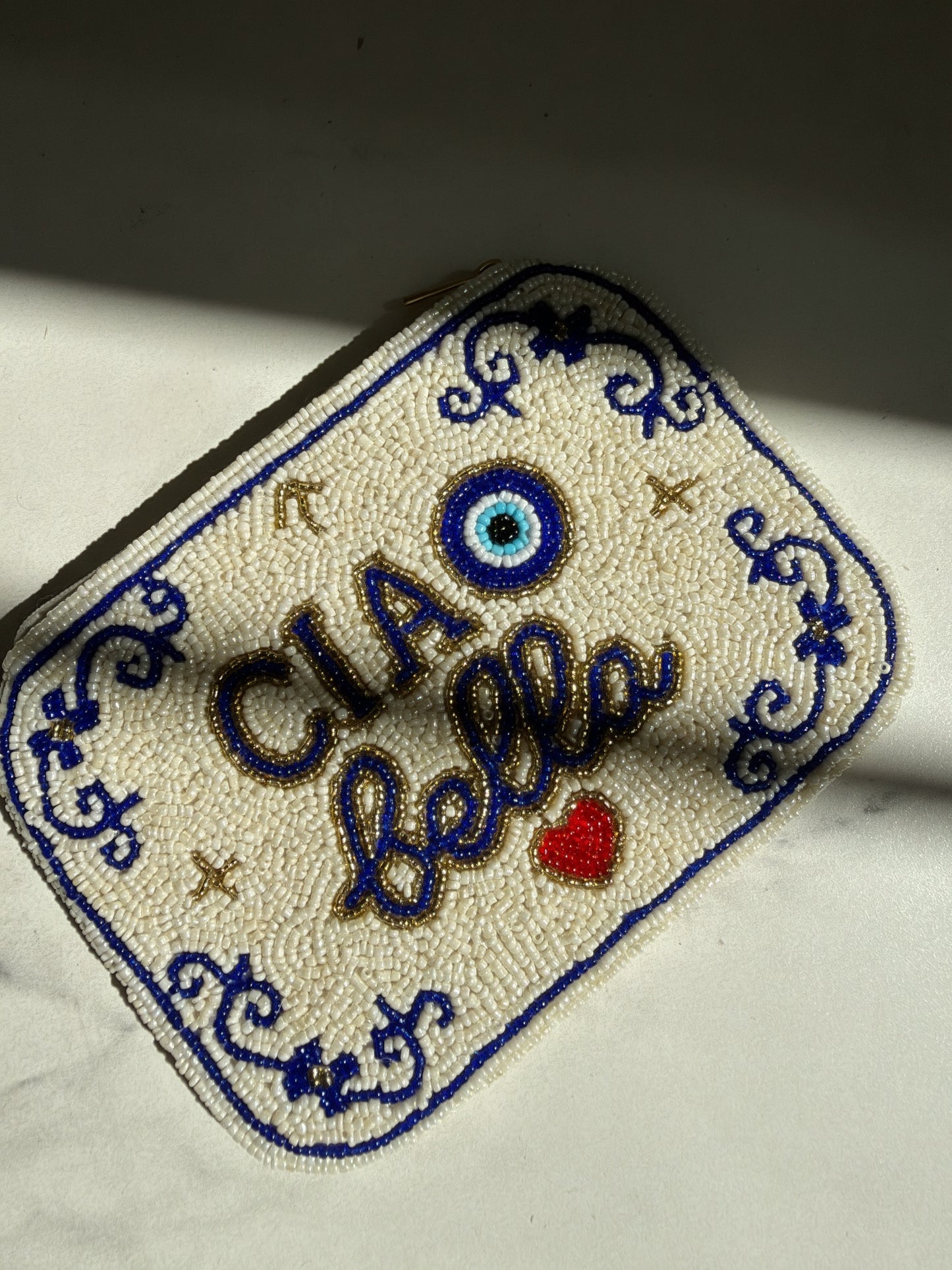 Ciao Bella Double Sided Mini Hand Beaded Zipper Pouch
