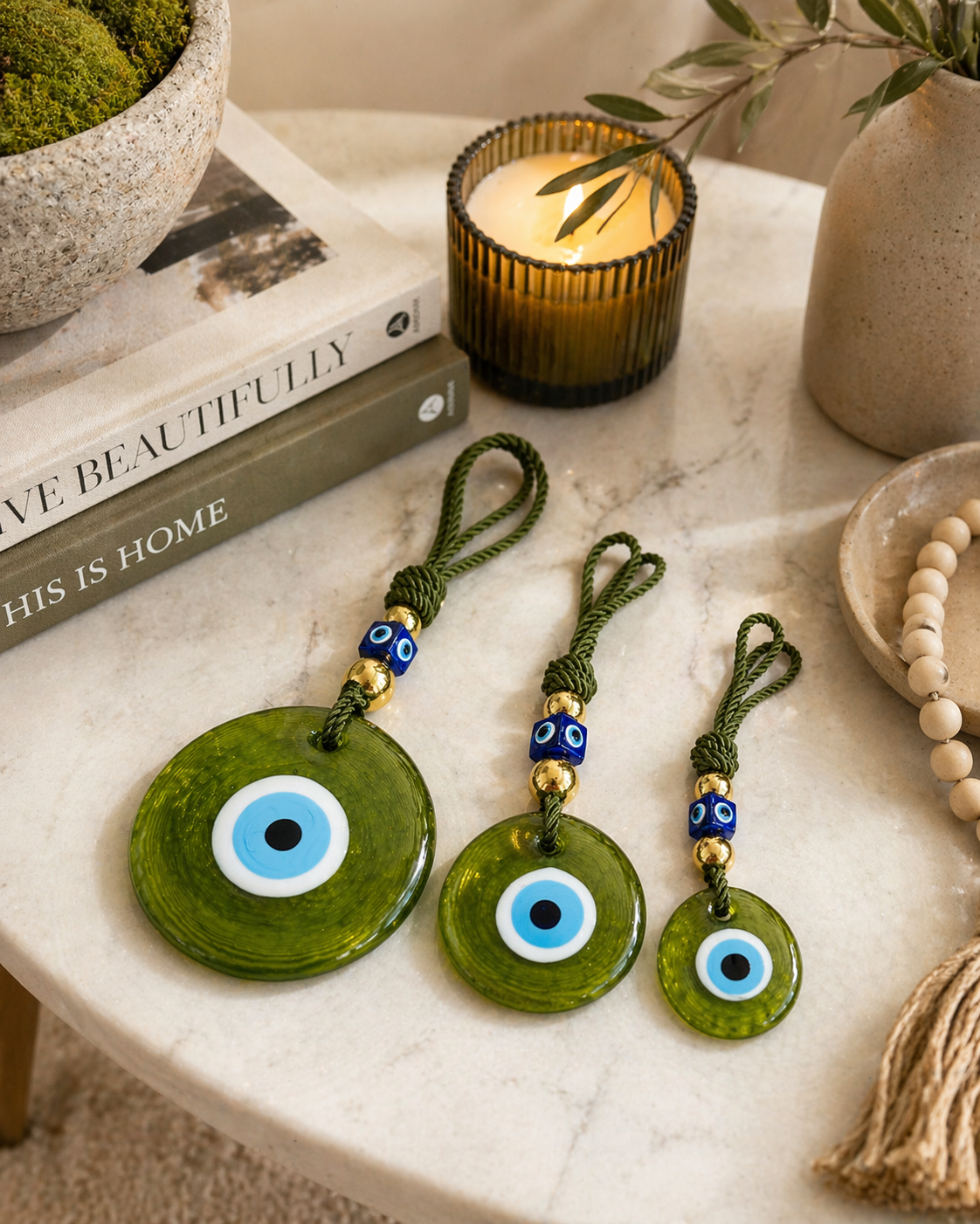 Spring Green Evil Eye Glass Wall Amulet