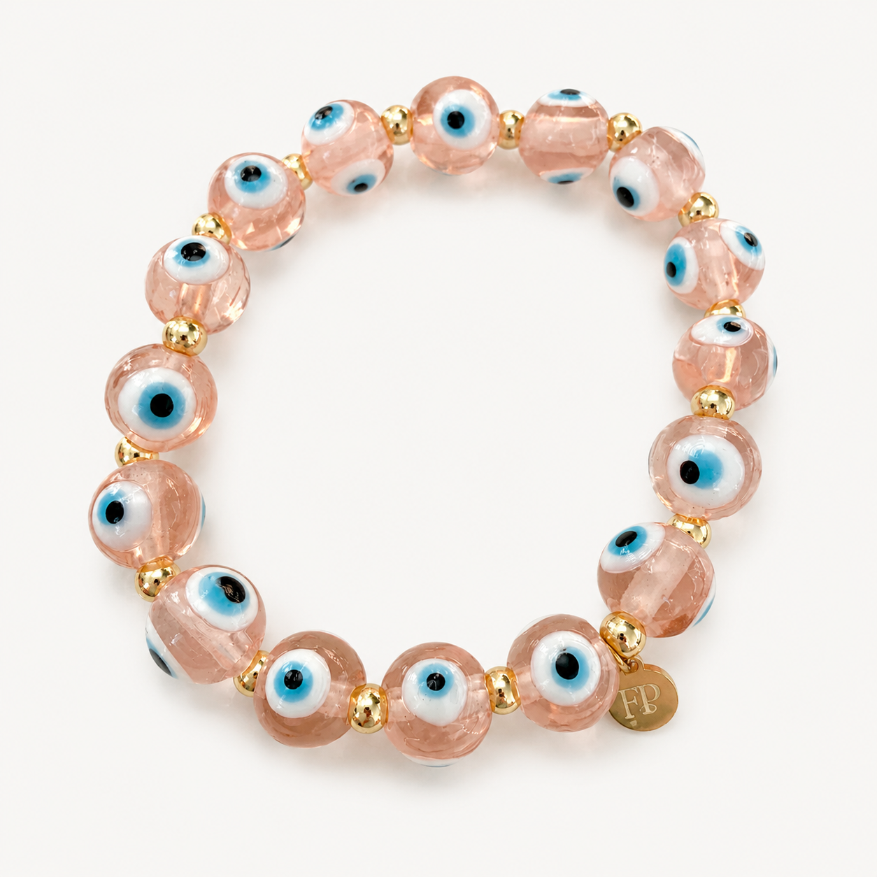 Pink Glass Evil Eye Bracelet