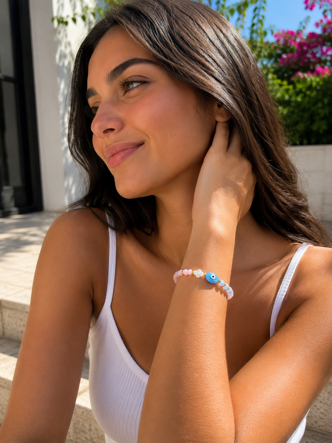 Cotton Candy Evil Eye Bracelet