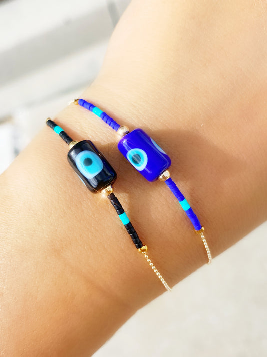 Evil Eye Ceramic Cylinder Bracelet