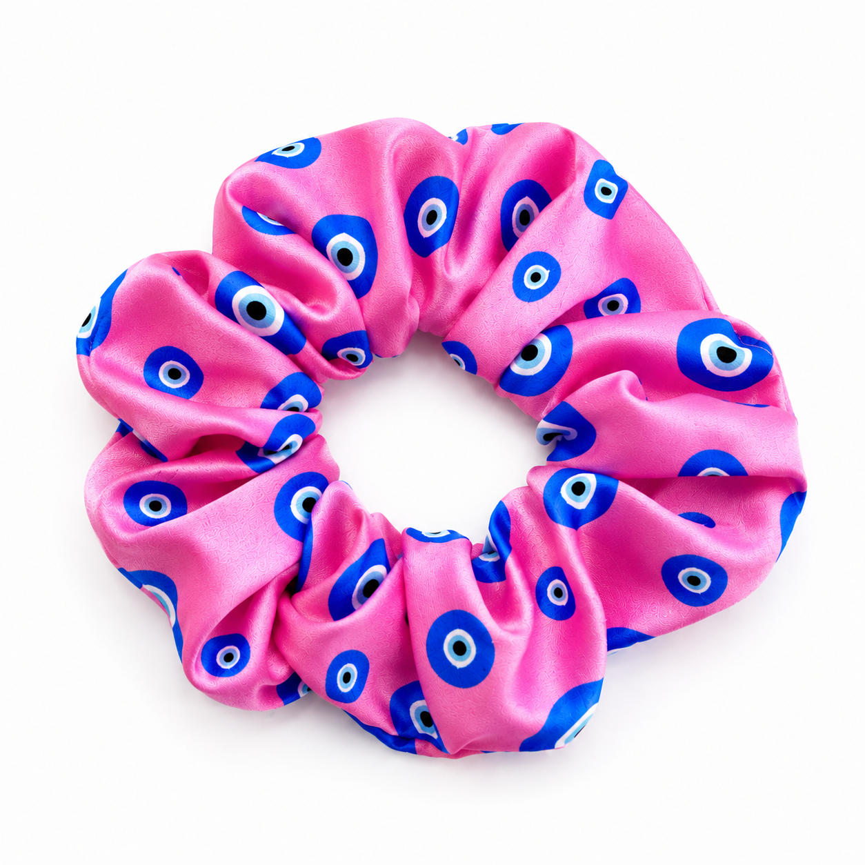 Pink Evil Eye Oversized Hair Tie Scrunchie