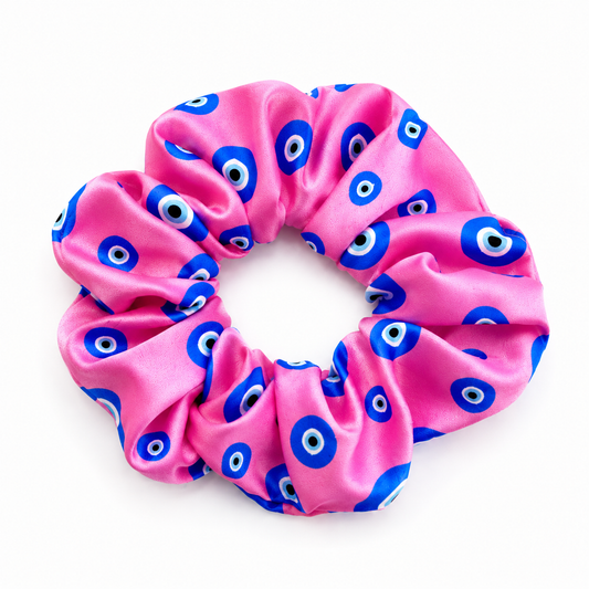 Pink Evil Eye Oversized Hair Tie Scrunchie