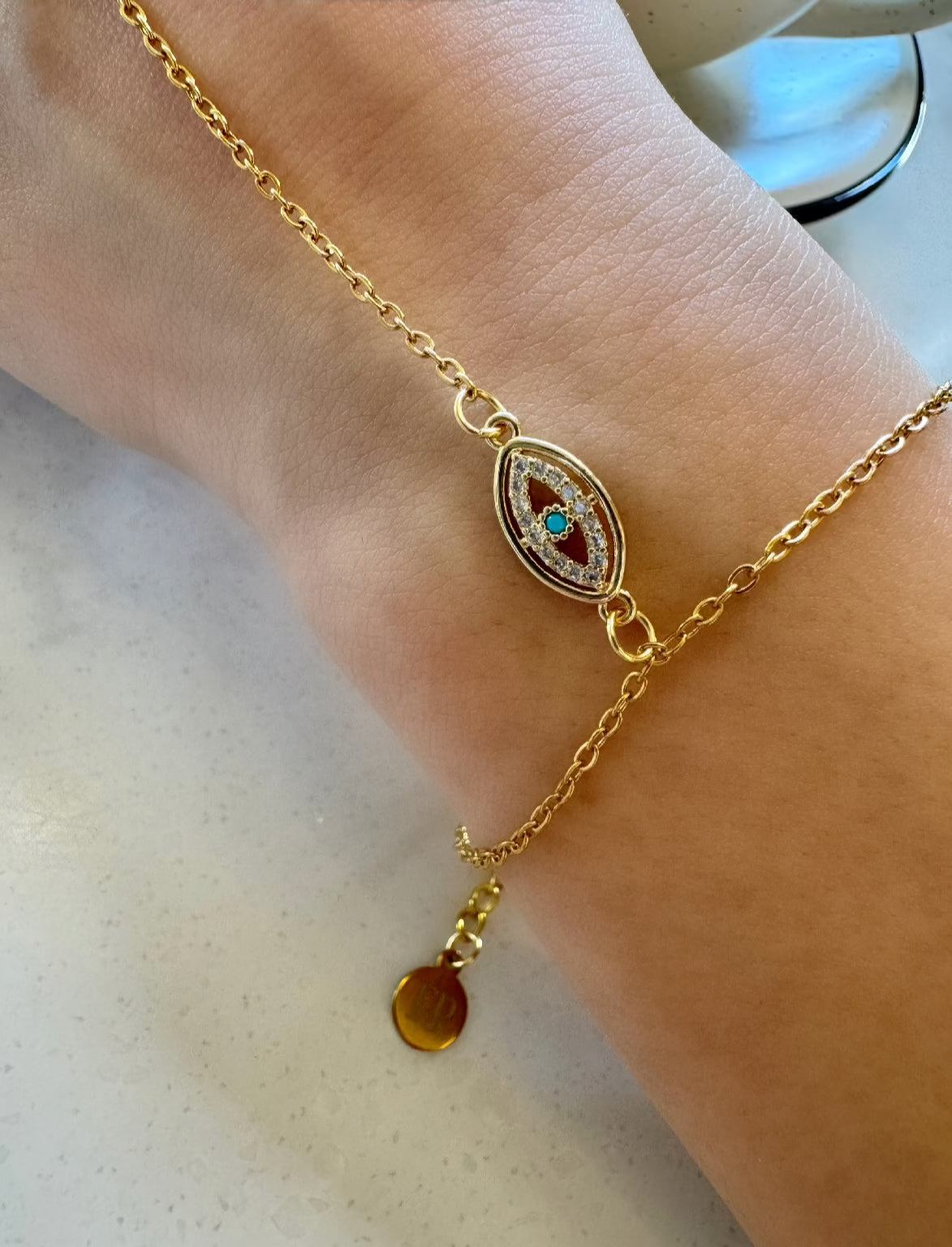 Evil Eye Dainty Crystal Hand Chain