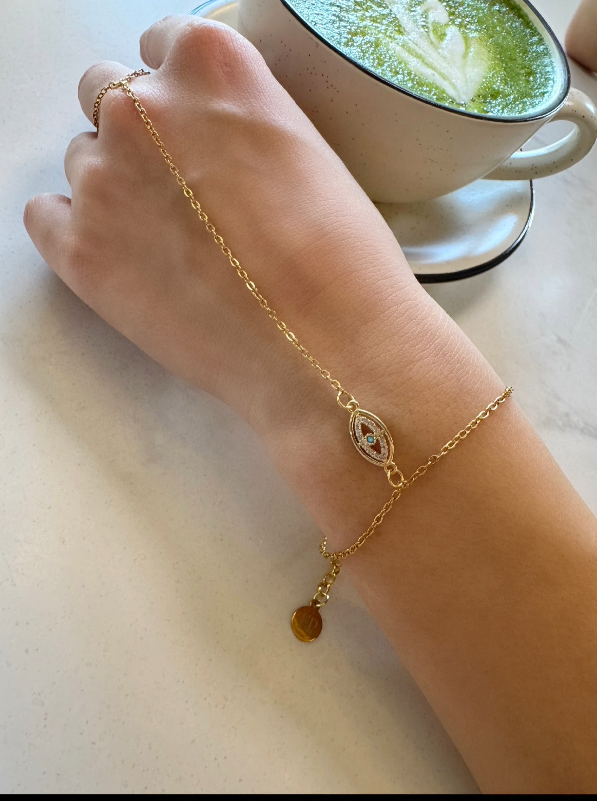 Evil Eye Dainty Crystal Hand Chain