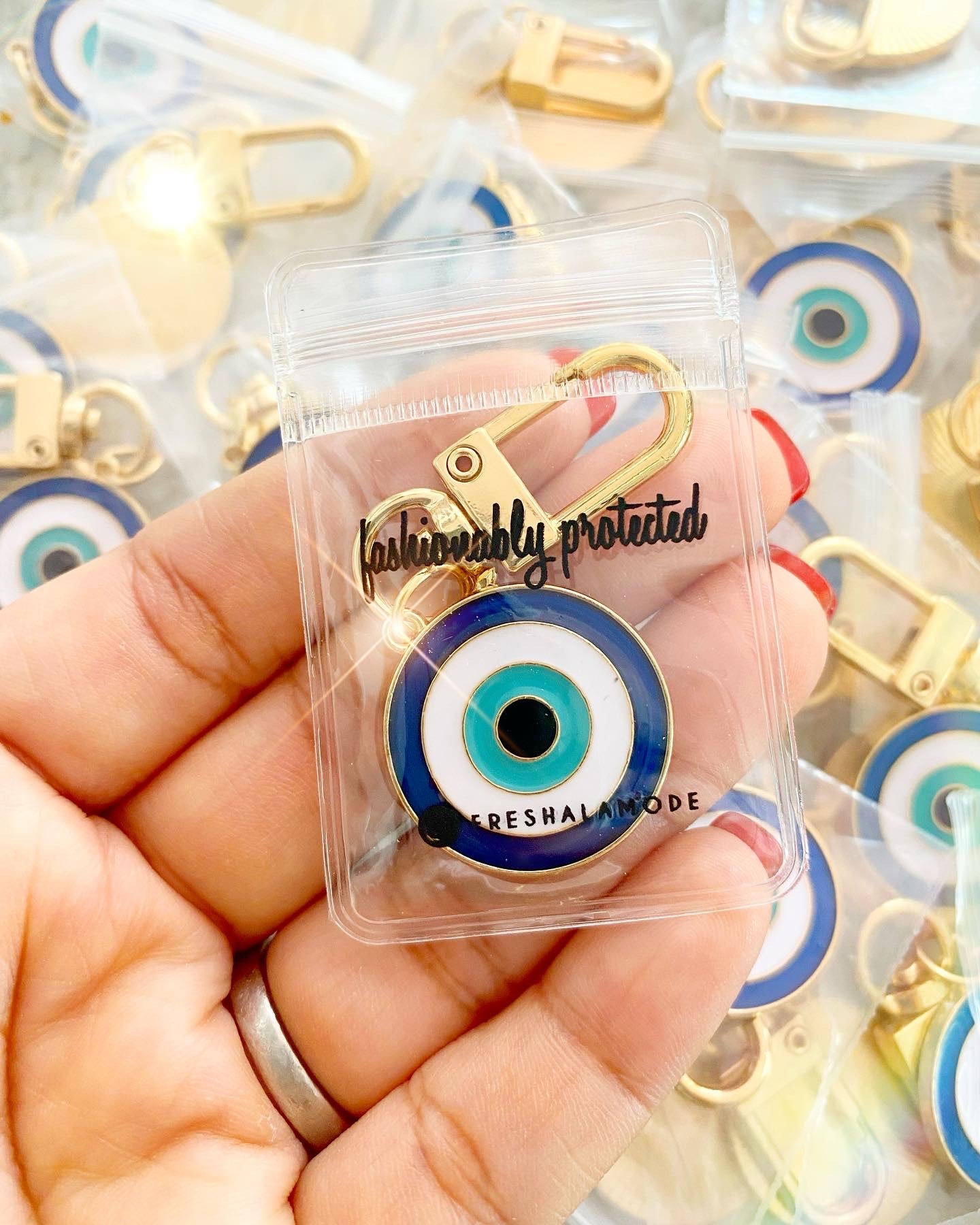 Evil Eye Metal Keychain Clip