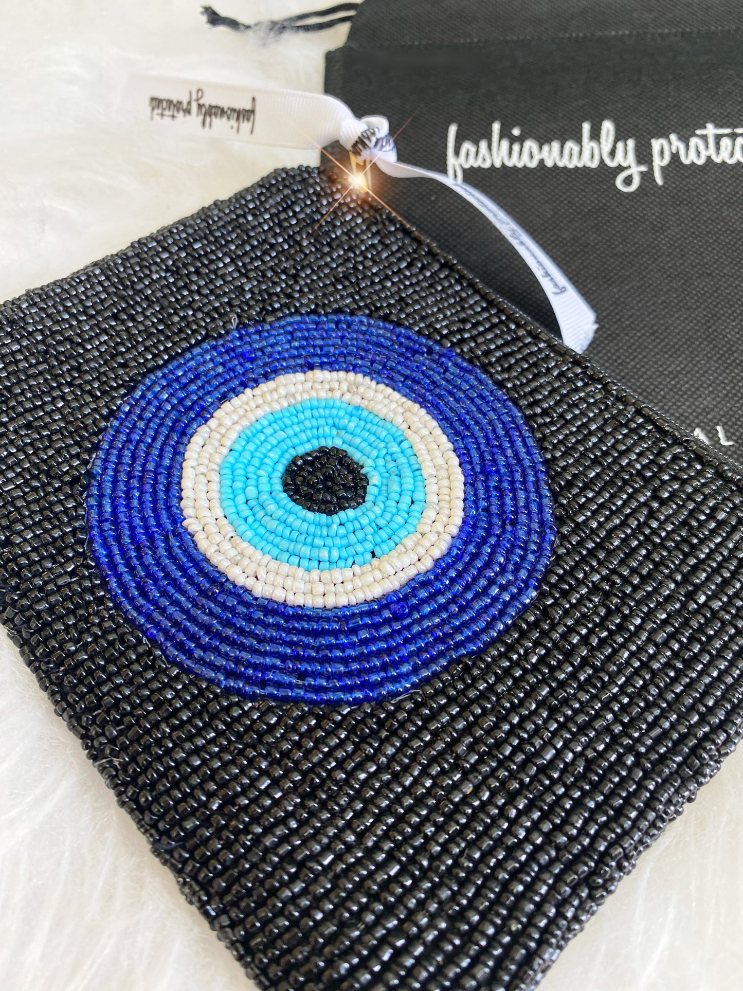 Evil Eye Beaded Zipper Purse