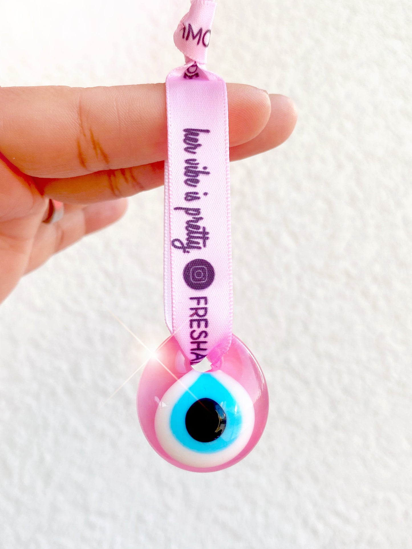 EXCLUSIVE! Pink Evil Eye Glass Amulet