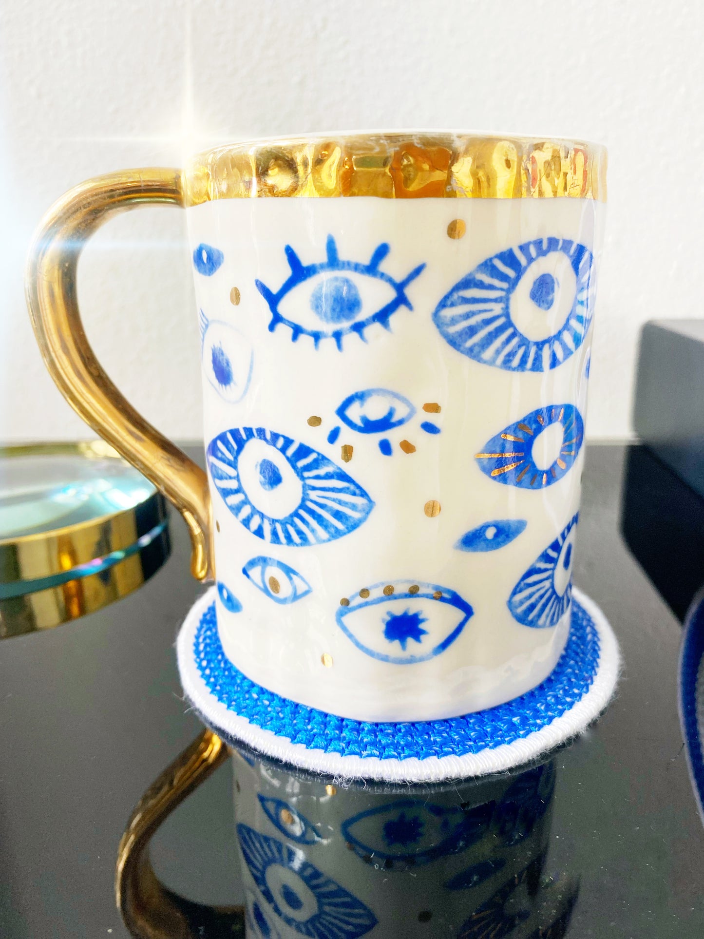 Evil Eye Golden Mug & Dessert Plate