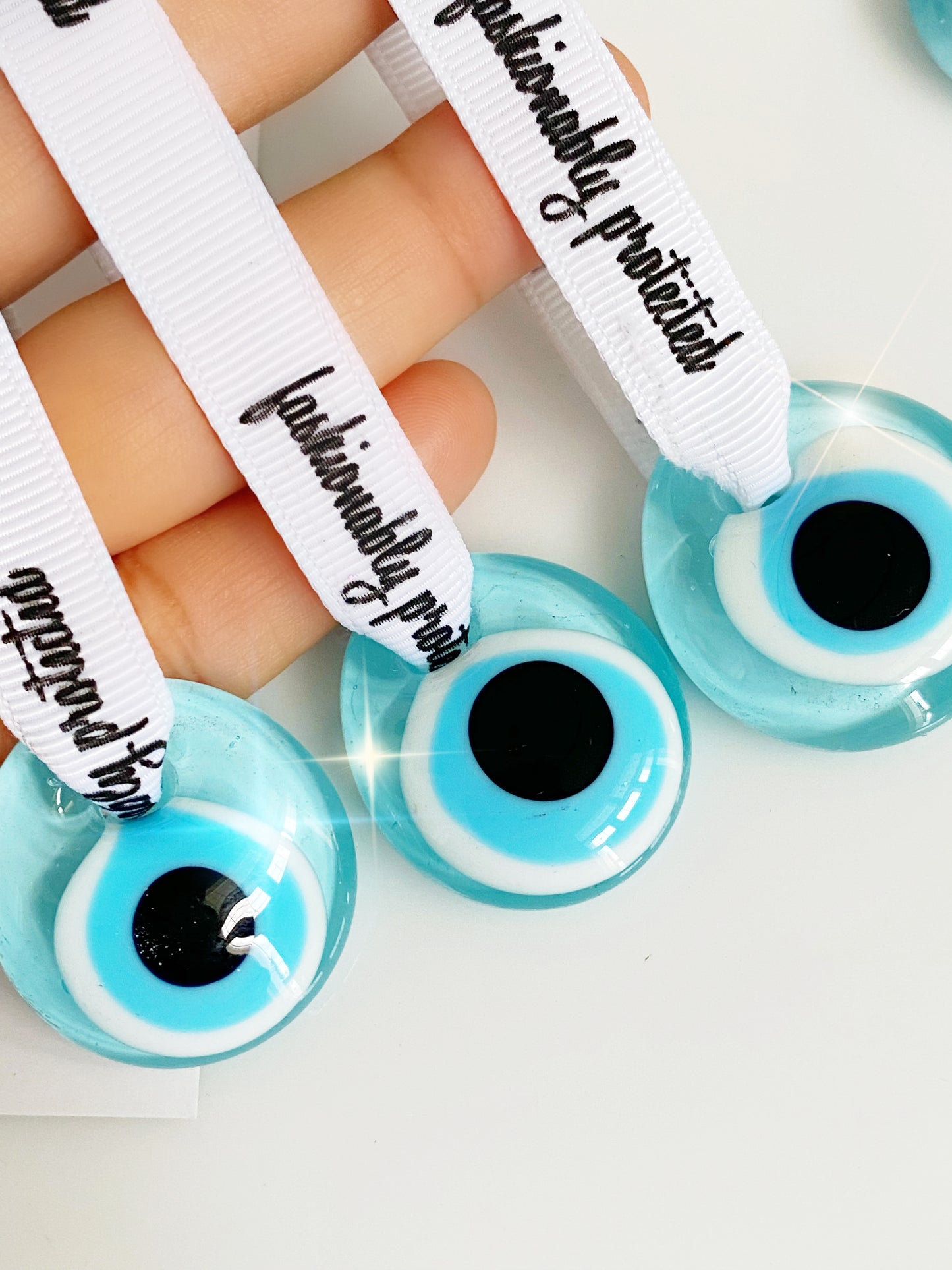 Baby Blue Evil Eye Glass Amulet