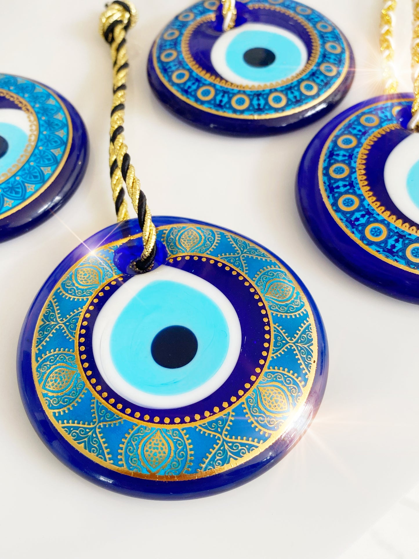 Golden Evil Eye Glass Amulet Decor