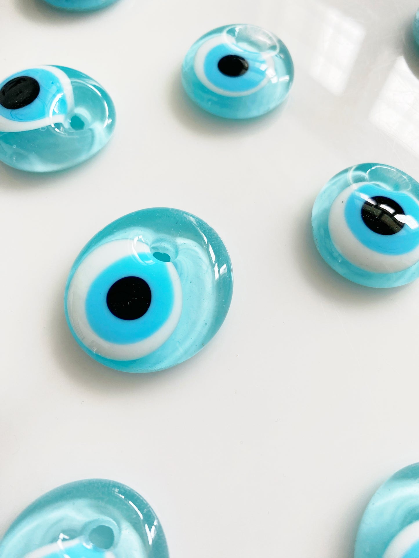 Baby Blue Evil Eye Glass Amulet