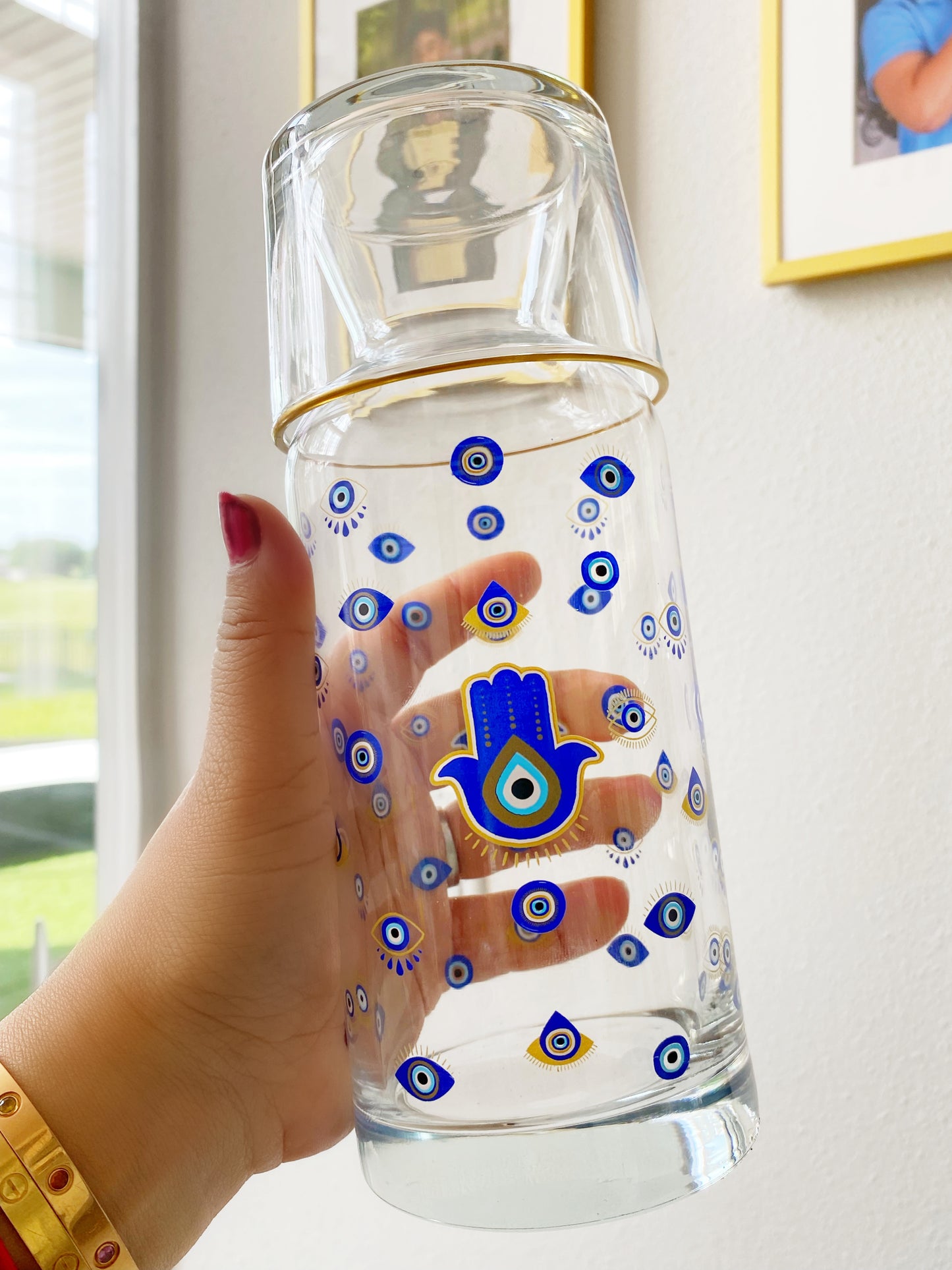 Evil Eye 2 Piece Glass Decanter