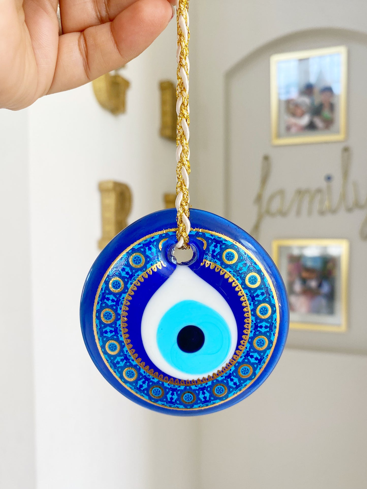 Golden Evil Eye Glass Amulet Decor